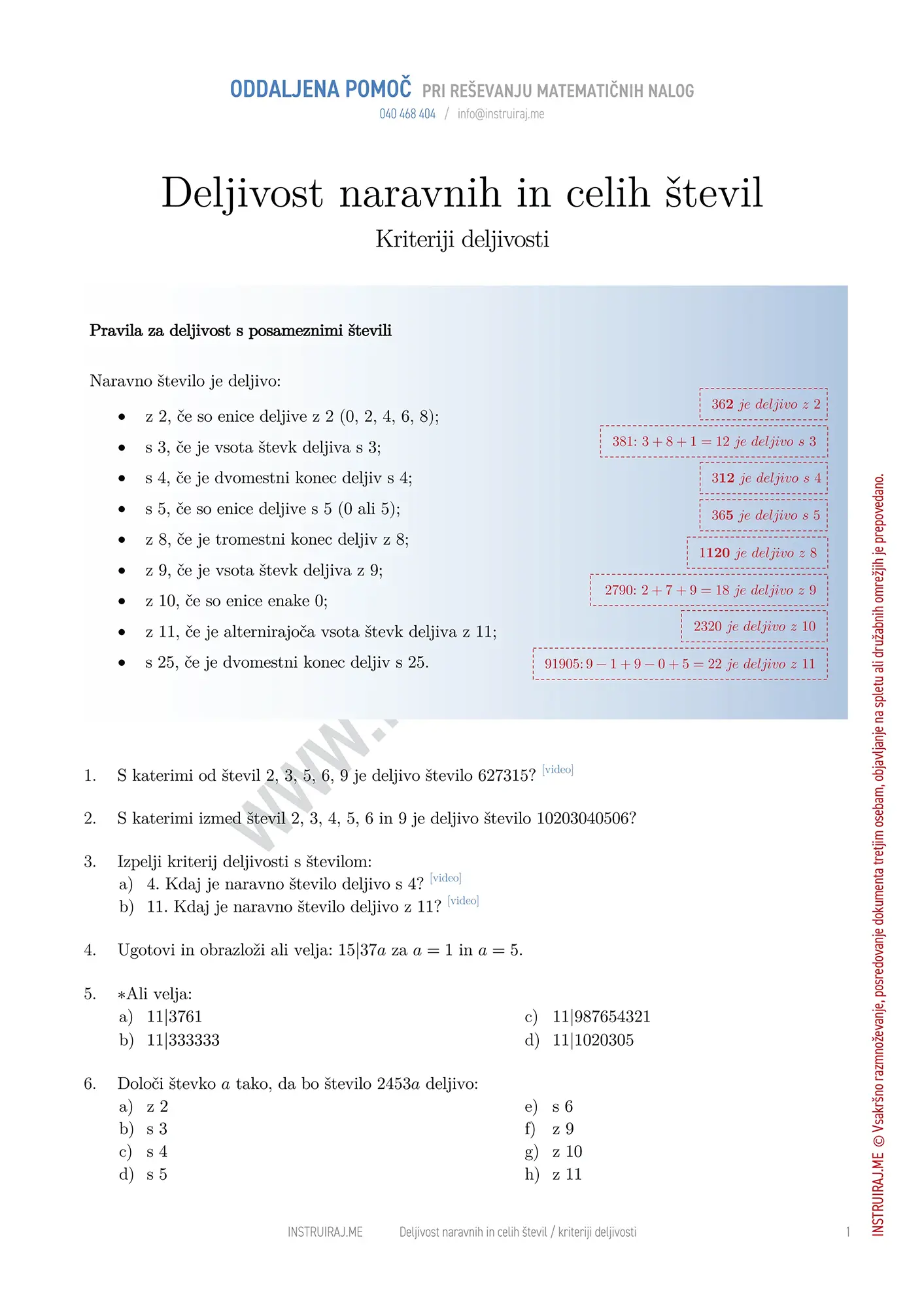 Kriterij deljivosti