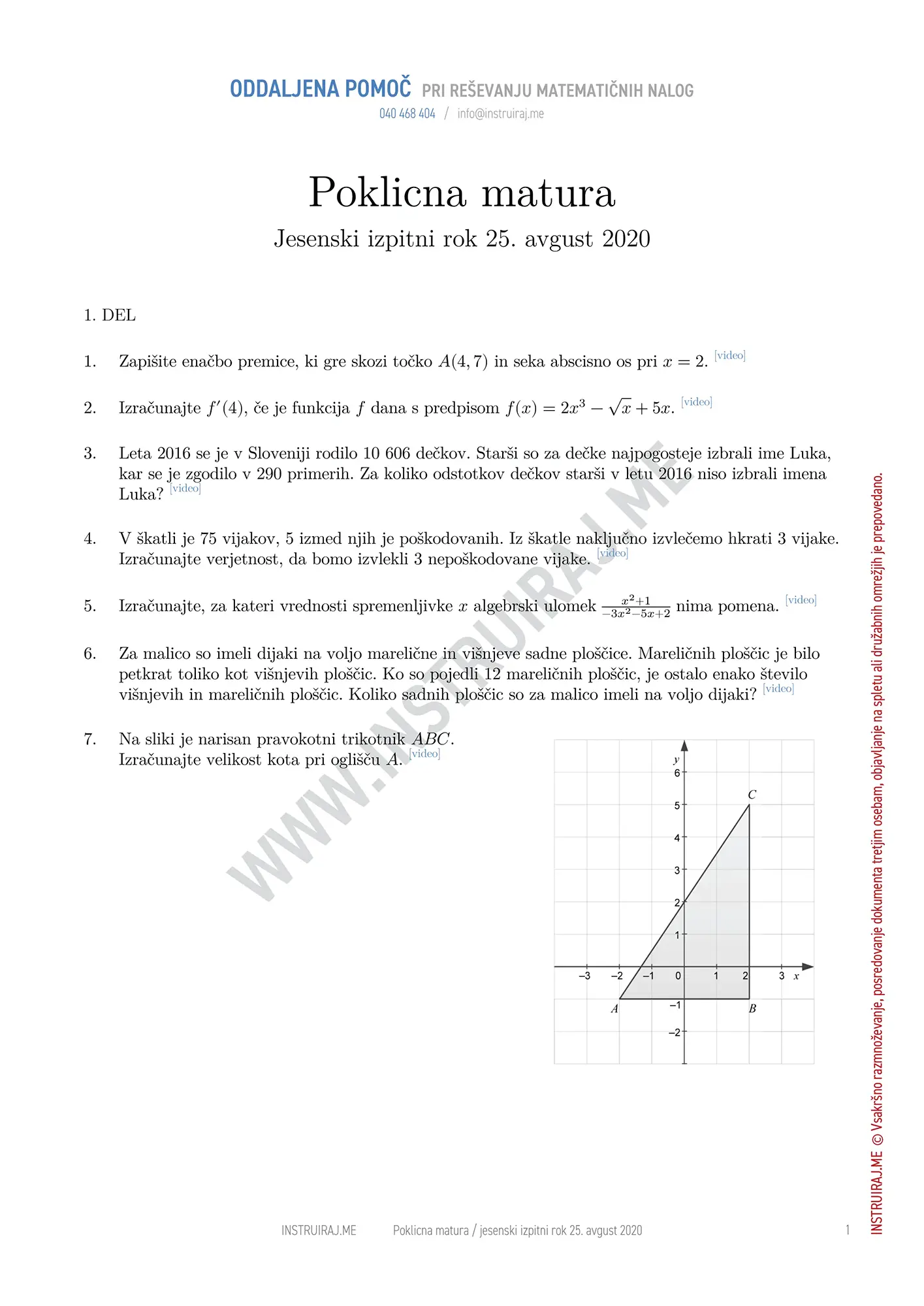 Poklicna matura jesenski izpitni rok 25. avgust 2020