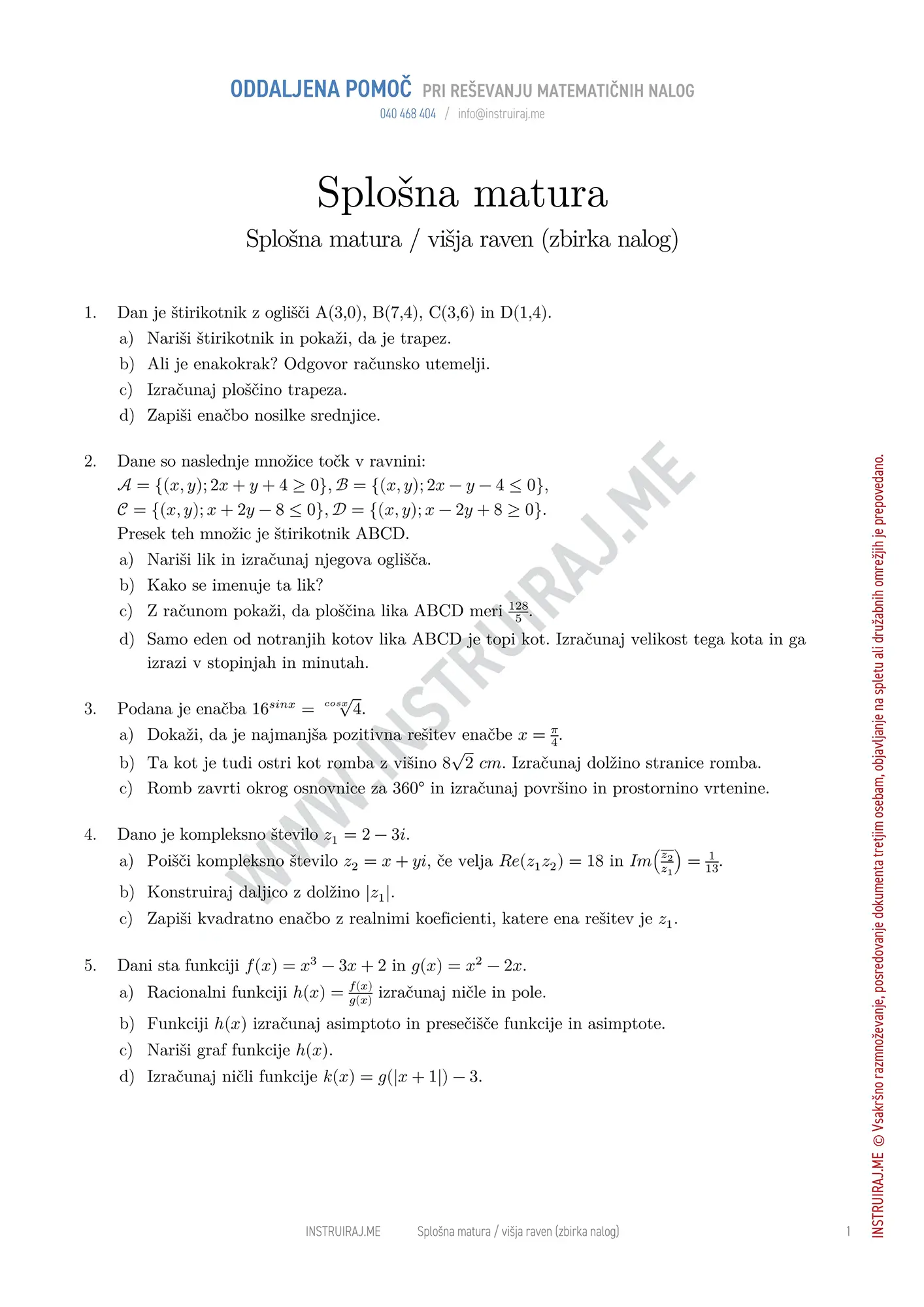 Splošna matura VR (zbirka nalog)